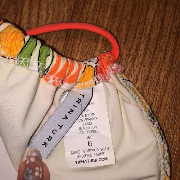 Trina Turk Colorful Abstract String Bikini/ Swim Top - Picture 6 of 6